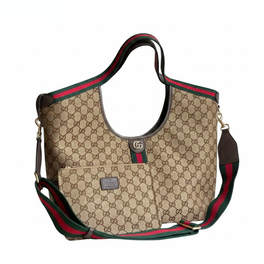 Gucci Ophidia Medium Tote – Iconic GG Canvas with Signature Web Stripe